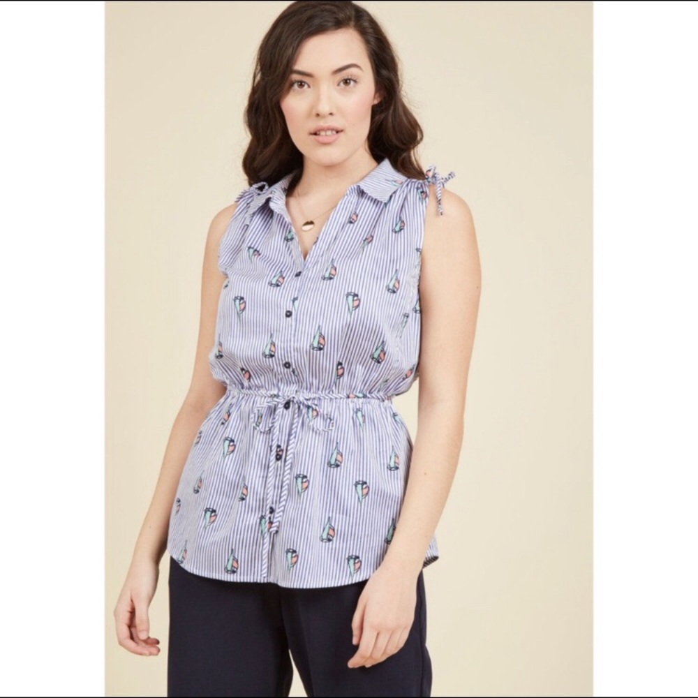 ❌NOT FOR SALE❌ ModCloth sailboat top, EUC, medium